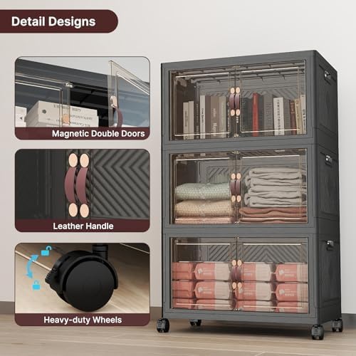 UAMFURI Stackable Storage Bins with Lids, 144QT Lockable Storage Cabinet - Image 5