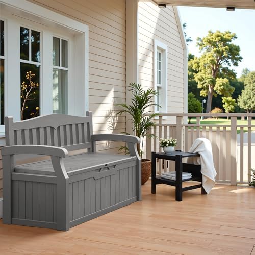 Flamaker 80 Gallon Storage Bench, Deck Box with Seat Waterproof All-Weather - Image 2