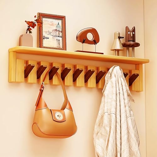 Wall Mounted Piano Key Hanger | Flip Style Hook | Entrance wall Art Hook, Made of Oak Wood (3 Times Painted, 4 Times Polished) (Tray Walnut-Beech, 10Hooks) - Image 5