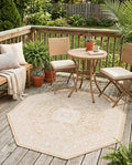 Rugs.com - Outdoor Aztec Rug – 5 Ft Octagon Natural Indoor/Outdoor Rug – Weather-Resistant Flatweave for Patios, Decks, and Porches by Rugscom
