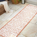 Eyely Filigree Weave Runner Rug 2X10 Cream/Orange, Indoor Outdoor Rug by eyely