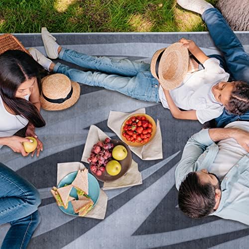 EEZ RV Products 9'x12' GW Heavy Duty Reversible/Durable Outdoor Patio/RV Mats Picnic in the Park (9ftx12ft Grey) Come with Large Storage Bag & 6 Sets of Stakes and Washer - Image 6