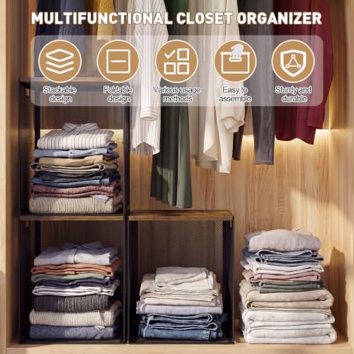 AceOrbit 3 Pcs Stackable Closet Storage Bins 12"x12"x15.7" Darks - Image 3