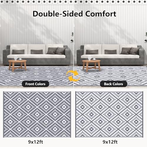 COOLTOP Outdoor Rug 9x12, Waterproof Outdoor Rugs 9x12 for Patios Clearance - Image 3