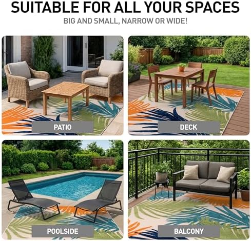 Rugshop Lucca Indoor/Outdoor Contemporary Floral Area Rug Multi 5' x 7' - Image 3