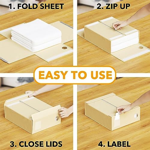 SpaceAid 6 Pack Bed Sheet Organizers and Storage, Foldable Sheet Organizer with Window for Linen Closet, Set Folder Keeper for Queen & King Size Bedding Storage (Beige) - Image 3