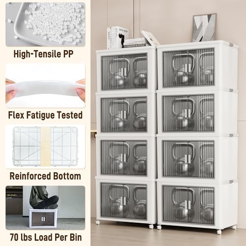 Folding Stackable Storage Bins with Lid, 210qt Plastic Organizer - Image 4