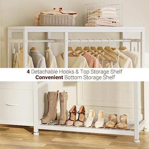 Lulive Clothes Rack with 2 Rods, Shelves, Drawers & Hooks, Garment Rack - Image 5