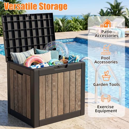 Vixzen 35 Gallon Deck Boxes Outdoor Waterproof, Lockable Resin Storage Box with lid for Furniture Cushions, Weatherproof Containers Outside Storage Boxes for Garden Patio Pool Tools(Black Cherry) - Image 3