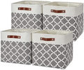 Temary 13ﾗ13ﾗ13 Foldable Storage Cube Baskets Fabric Cube Storage Basket for Organizing Cloth Storage Bins with Leather Handles for Gifts Empty, Closet (Grey Lattice) by TEMARY