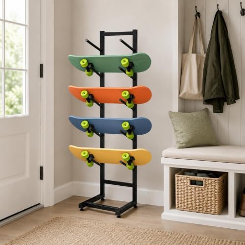 Single-sided Snowboard Storage Rack | 5-Tiers Free Standing Water Ski Rack | Wakeboard Racks, Home Gym Organize Holder, Free Standing 5-Tiers Metal Snowboard Storage Racks(43.3x11.8x11.8 inch) - Image 2