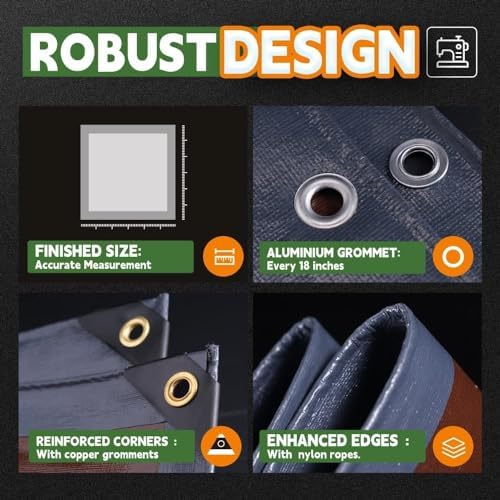 RAINDEWAY 25x45 Feet 18Mil Super Heavy Duty Tarp Waterproof Tarps Cover - Image 5