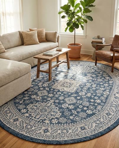 Rugs.com - Outdoor Aztec Rug – 7' 10 x 10' Oval Blue Washable Indoor/Outdoor Rug – Weather Resistant for Patios, Decks, and Porches - Image 3