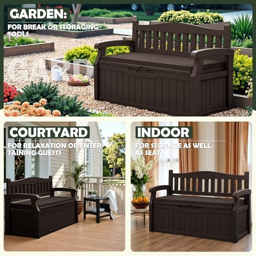 Flamaker 80 Gallon Storage Bench with Cushion, Waterproof, All-Weather - Image 5