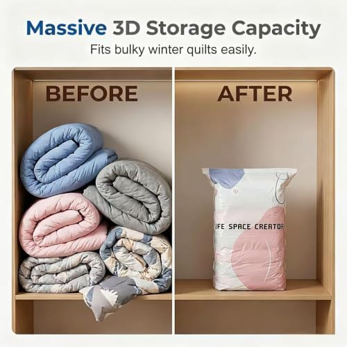 No-Pump Vacuum Storage Bags ，for Clothes, Comforters, Blankets (5 PCS) - Image 5