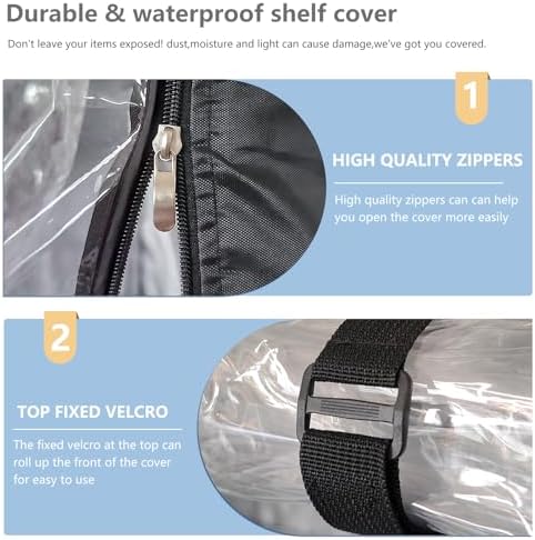 Wire Rack Covers,Heavy Duty 600D Dustproof Waterproof Storage Rack Covers for Metal Shelves,Storage Shelf Cover with Zipper for Wire Shlef,48''W x 24''D x 71''H,Black with Clear Front - Image 6