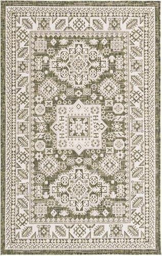 Rugs.com - Outdoor Aztec Rug – 3' 1 x 5' 3 Green Indoor/Outdoor Rug – Weather Resistant Flatweave for Patios, Decks, and Porches - Image 3