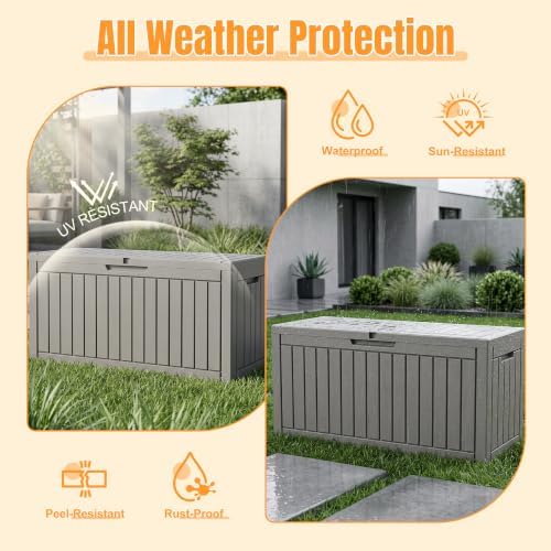 Outdoor Storage Box,120 Gallon Waterproof Resin Patio Deck Box - Image 2