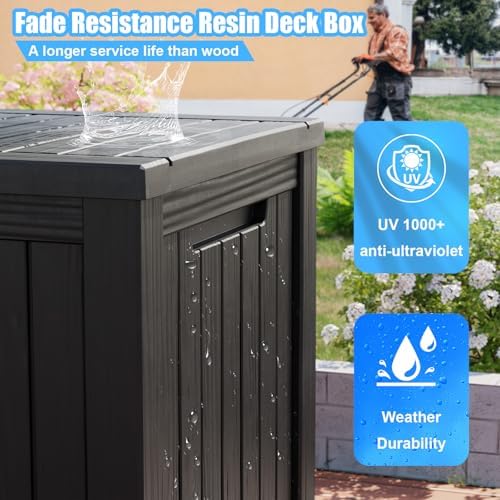 Vixzen 200 Gallon Deck Boxes Outdoor Waterproof, Lockable Storage Box for Patio Cushions Storage Furniture, Garden Tools, Pool Supplies, Weatherproof and UV Resistant (Black, 200 Gallon) - Image 2