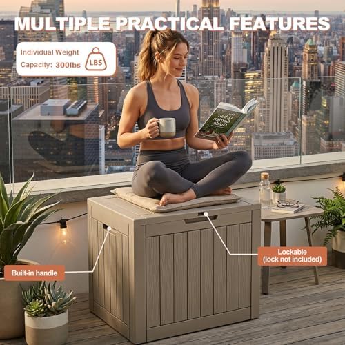EFU Outdoor Storage Box 40 Gallon Deck Box, Waterproof Resin, Grey - Image 5