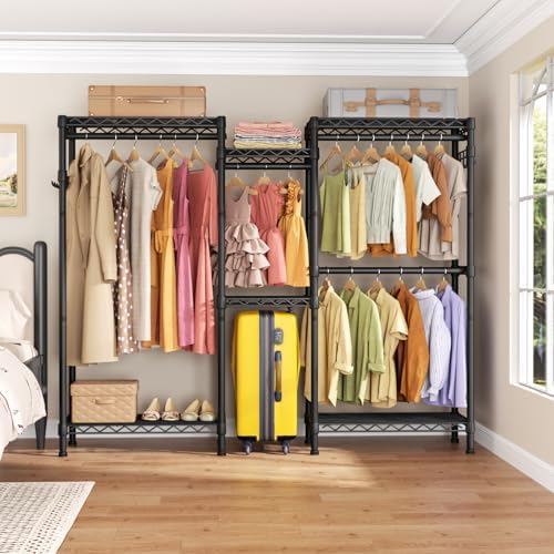 Golpart Heavy Duty Clothes Rack Metal Wardrobe with Adjustable Wire Shelves - Image 6