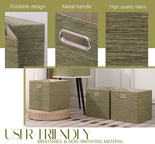 13x13x13 Inch Foldable Cube Storage Bins with Metal Handles, 4 Pack - Image 4