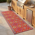 Fab Habitat Outdoor Rug - Waterproof, Fade Resistant, Crease-Free - Premium Recycled Plastic - Vintage Kilim - Porch, Deck, Balcony, Hallway, Poolside - Lhasa - Orange & Violet - 2.5 x 8 ft Runner by FabHabitat