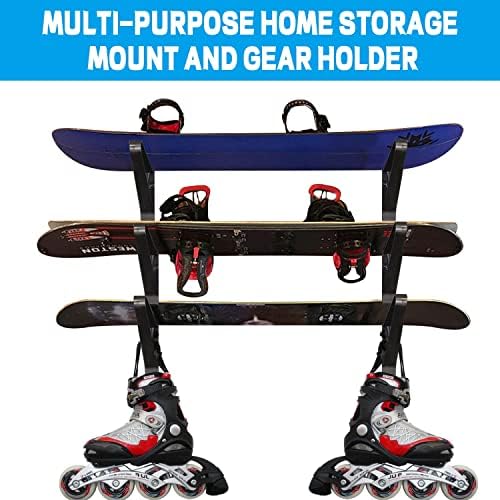 Poskad Snowboard Wall Mount Display Rack,Adjustable Storage Layers Space Saving Design,Home and Garage SKi Board Storage. - Image 3