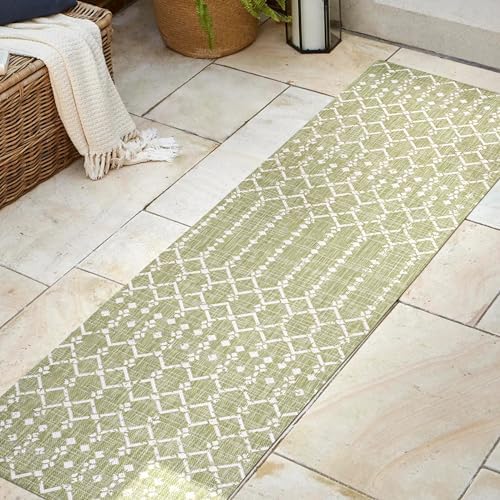 Eyely Moroccan Woven Runner Rug 2X8 Lt Green/Cream, Indoor Outdoor Rug - Image 5