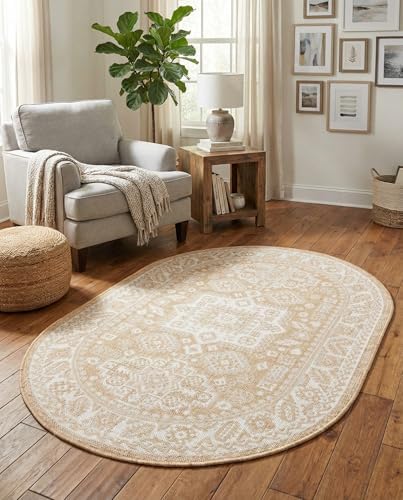 Rugs.com - Outdoor Aztec Rug – 3' 1 x 5' 3 Oval Natural Indoor/Outdoor Rug – Weather Resistant Flatweave for Patio, Deck, and Porch - Image 4