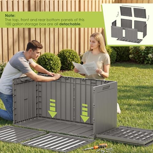 Devoko 100 Gallon Outdoor Storage Box, Waterproof Deck Box Lockable - Image 5