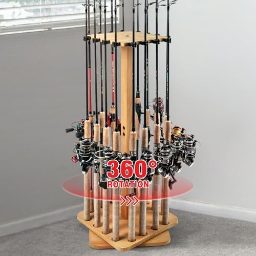 Ghosthorn Fishing Rod Holders for Garage Fishing Gear and equipment Rotating Tackle Storage Cart Pole Rod Rack Hold up to 10 Rods by Ghosthorn