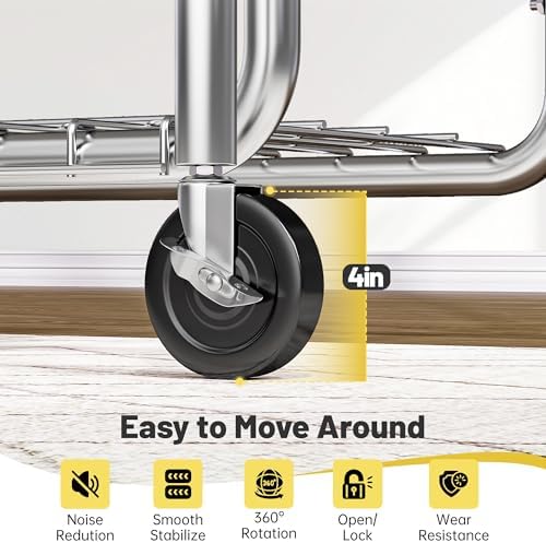 Raybee Heavy Duty Clothes Rack 630 LBS Double Rods Sturdy Shelves & Wheels - Image 5
