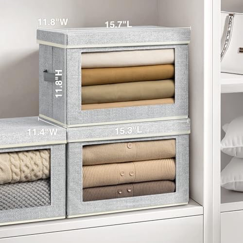 Homsorout Storage Bins with Lids, 6 Pack Large Storage Cubes with Window, Closet Bins with Lids & Handles, Fabric Box for Organizing Clothes, Towels, Books, Blended - Image 2