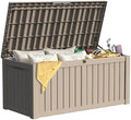 150 Gallon Outdoor Deck Box Waterproof, Large Storage Box for Patio, Resin Storage Bench Lockable for Garden Tools, Package Delivery, Gray by GraceYourYard