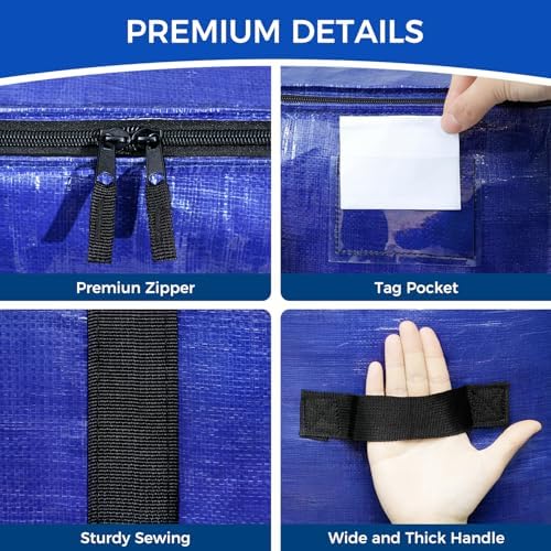 BAGAIL Heavy Duty Moving Bags with Strong Handle, Extra Large Moving Boxes, Storage Tote for Clothes, College Moving Supplies(Dark Blue, 12 Pack) - Image 6