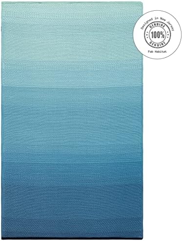 Fab Habitat Outdoor Rug - Waterproof, Fade Resistant, Crease-Free - Premium Recycled Plastic - Ombre - Patio, Porch, Deck, Balcony - Big Sur - Teal - 5 x 8 ft - Image 3