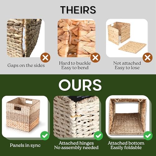 CHI AN HOME 13x13 Wicker Storage Cubes, 13x13x13 Storage Cube Bins Set 4 - Image 6