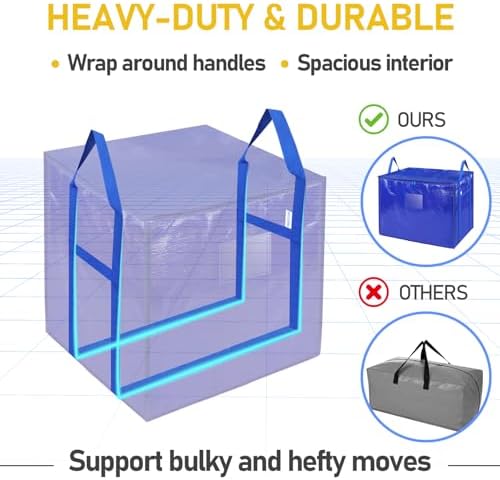 TICONN 6 Pack Extra Large Moving Bags with Zippers & Carrying Handles, Heavy-Duty Storage Tote Moving Boxes for Space Saving (6 PK, 45 Gallon) - Image 3