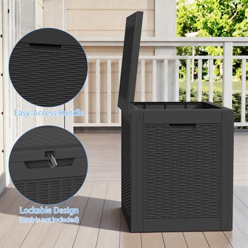 Vixzen 36 Gallon Deck Boxes Outdoor Waterproof, Lockable Resin Storage Box with lid for Furniture Cushions, Weatherproof Containers Outside Storage Boxes for Garden Patio Pool Tools(Black, 36 Gallon) - Image 3