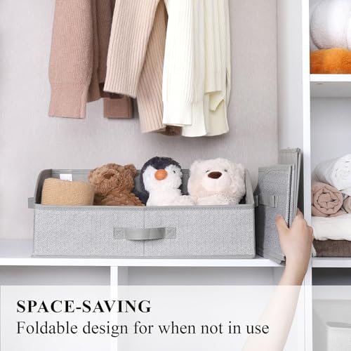 WUIKE 6-Pack Trapezoid Storage Bins, Herringbone Gray, Extra Large - Image 4