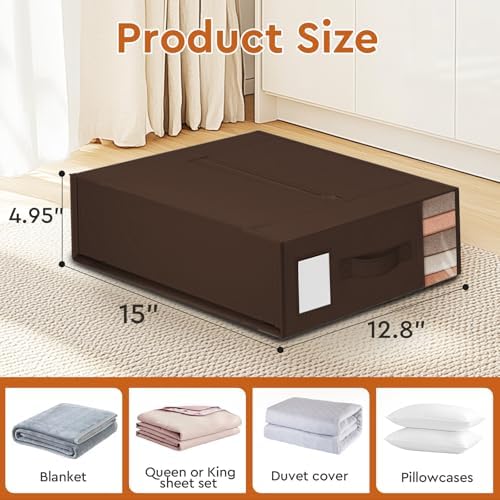 StorageTastic 8 Pack Bed Sheet Closet Organizers and Storage,Sturdy Foldable Storage Containers with Window and Label,Storage and Organization for Bedding Sheets,Duvet Covers,Blankets (Brown) - Image 2