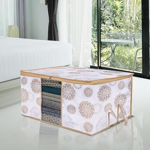 Kuber Industries (Pack of 8) Underbed Storage Bag | Gola Printed | Large Blanket Organizer | Clothing Storage Bag | Clear Window & Handle Storage Bag | Kambal Storage Bag | White - Image 3