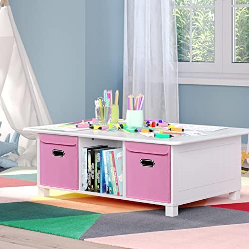 Closet Organizers Fabric Storage Bins With Lids Collapsible Cube Storage Organizer Basket With Handles,Storage Boxes for Clothes Storage,Office,Laundry,Shelves,6 Pack,（Pink） - Image 5