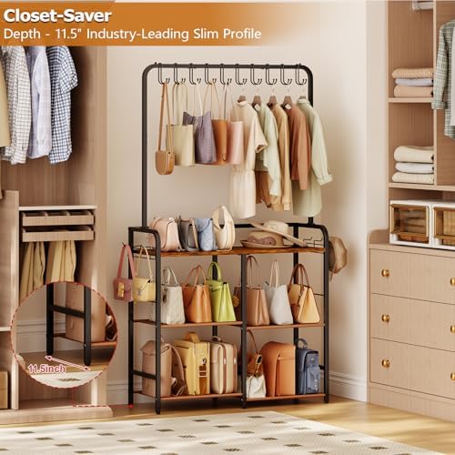 Hayexiha Large Purse Organizer for Closet, 3-Tier Double-Row Handbag Rack - Image 5
