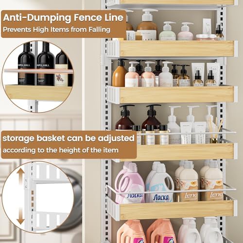 POKIPO 8 Tier Over The Door Pantry Organizer, 2 IN 1 Wall Mount or Hanging Spice Rack Seasoning Shelves with Adjustable Basket, Back of Door Organizer and Storage for Kitchen Cabinet and Room Closet - Image 5