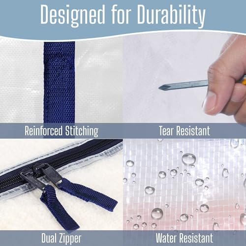 VENO 10-Pack Clear Moving & Storage Bag Bundle: Includes 6 Heavy Duty Moving Bags and 4 (30") Wreath Storage Totes for Clothes, Bedding, and College Dorm Essentials - Image 7