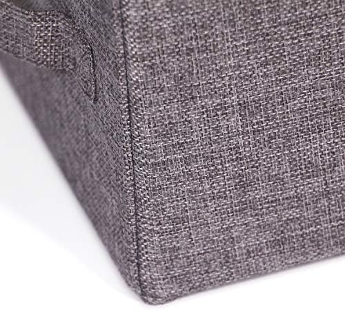 TENABORT Set of 5 Closet Organizer Bins with Handle, Fabric Foldable Storage Baskets Cloth Box Containers for Shelves Home Office Clothes Clothing, Gray, Large - Image 7