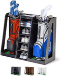 GoSports Premium Wooden Golf Bag Organizer and Storage Rack - Black, White or Brown Finish - Holds 2 Golf Bags by Unknown