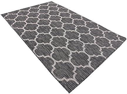 Unique Loom Outdoor Trellis Collection Area Rug (5' 1" x 8' Rectangle, Black/ Ivory) - Image 5